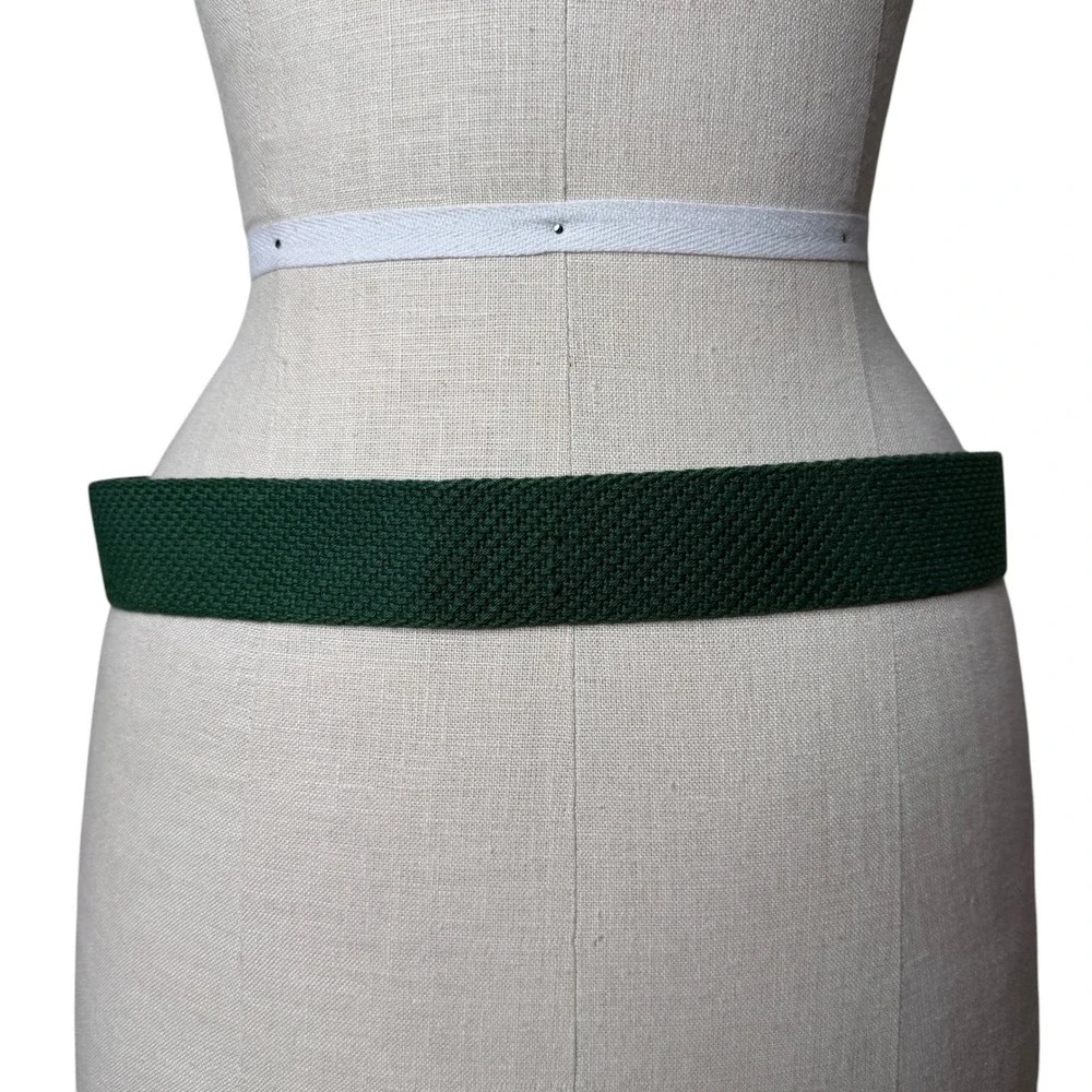 DOONEY & BOURKE Belt Green Brown Woven Leather Brass Men's Size 36 Vintage